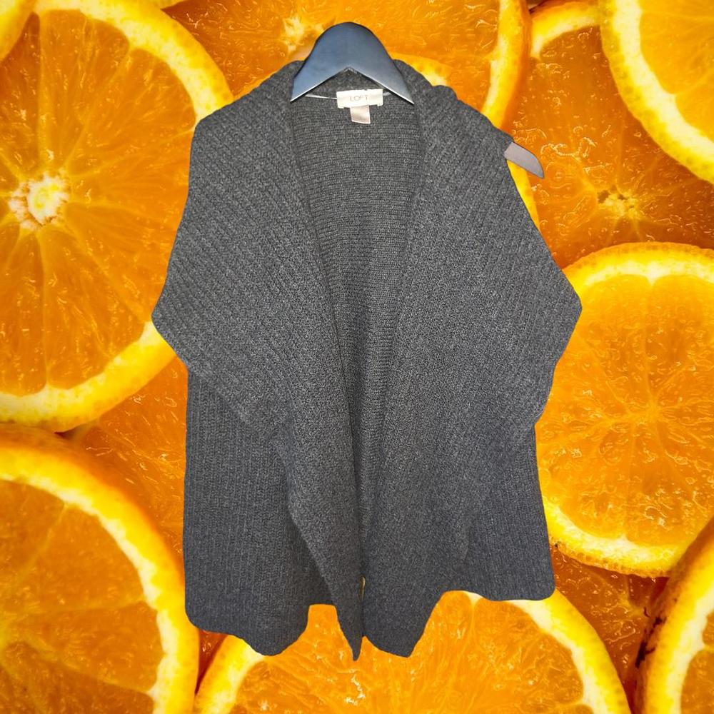 Loft Gray Open Front Sleeveless Knit Sweater Size Small